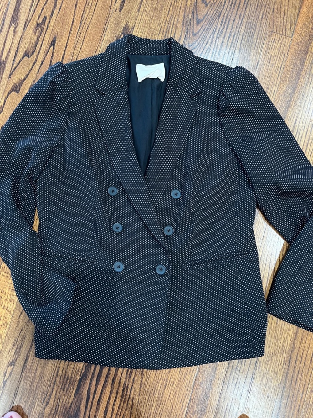 Rebecca Taylor Black Blazer with pink Microdot Print